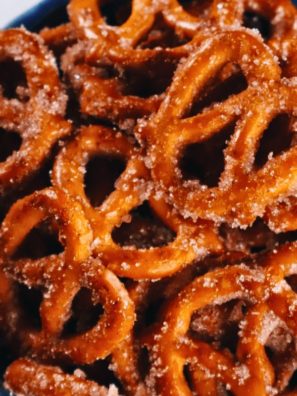 Air fryer cinnamon sugar pretzels.
