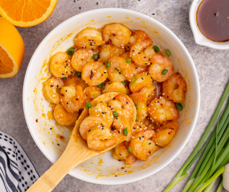 Air Fryer Honey Orange Firecracker Shrimp Fork To Spoon