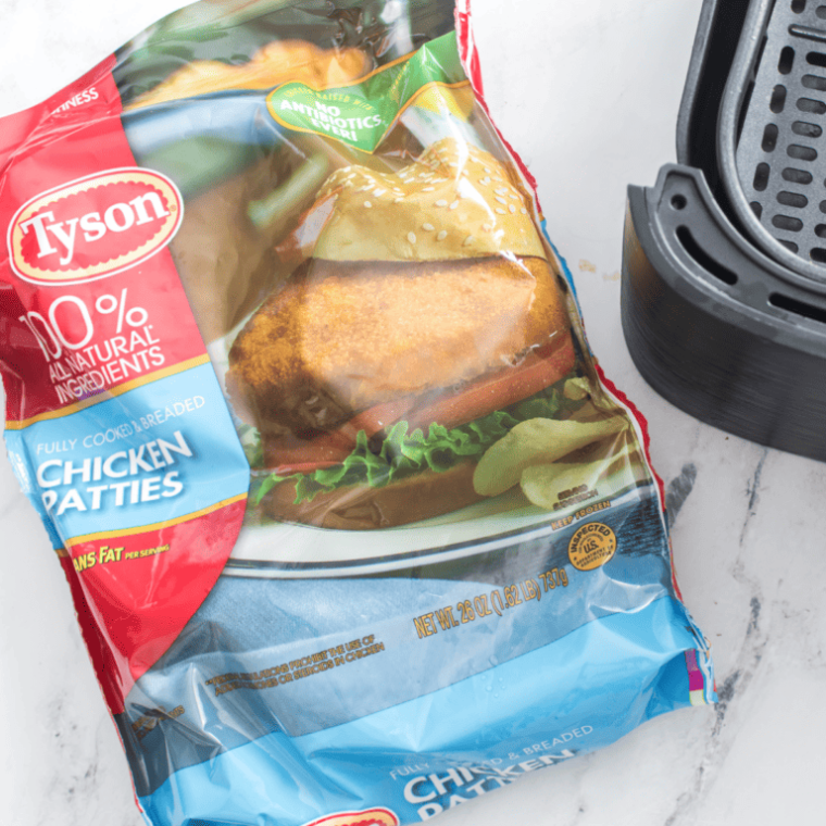 a bag of tyson chicken patties to make in air fryer