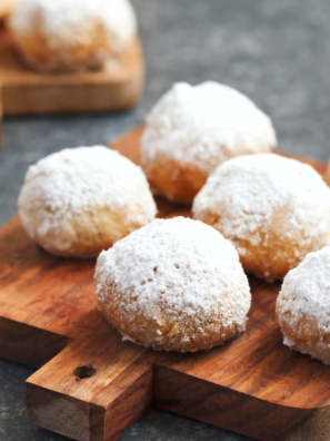 hape the Cookies: Roll the dough into small balls, about 1 inch in diameter. Place them on a parchment-lined plate or tray. Preheat the Air Fryer: Preheat your air fryer to 320°F (160°C) for about 5 minutes. Cook the Cookies: Arrange the cookie balls in the air fryer basket in a single layer, ensuring they are not overcrowded. You may need to cook in batches. Air fry for 8-10 minutes, or until the cookies are lightly golden on the bottom. Cool and Coat: Once cooked, let the cookies cool for a few minutes. While they are still warm, roll them in powdered sugar to coat. Serve: Allow the cookies to cool completely on a wire rack, then dust with additional powdered sugar if desired. Enjoy your delicious snowball cookies!