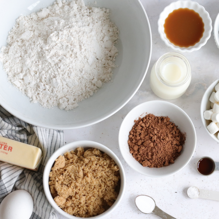 Ingredients Needed For Air Fryer Snowball Cookies on table.