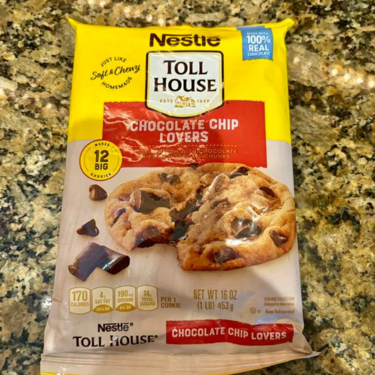 Ingredients needed for Air Fryer Toll House Cookies on kitchen counter.