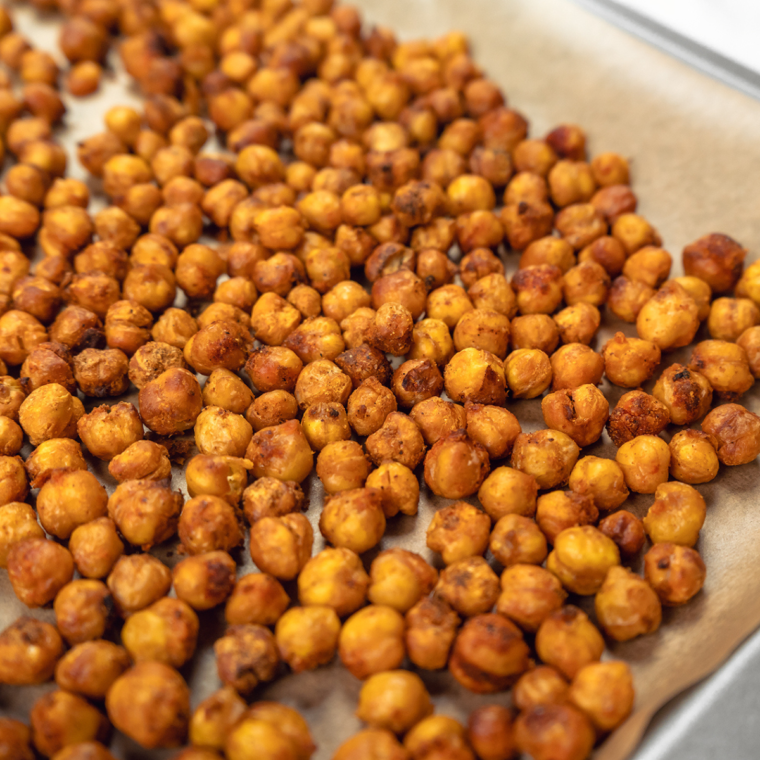 Crispy air-fried chickpeas without oil served in a bowl