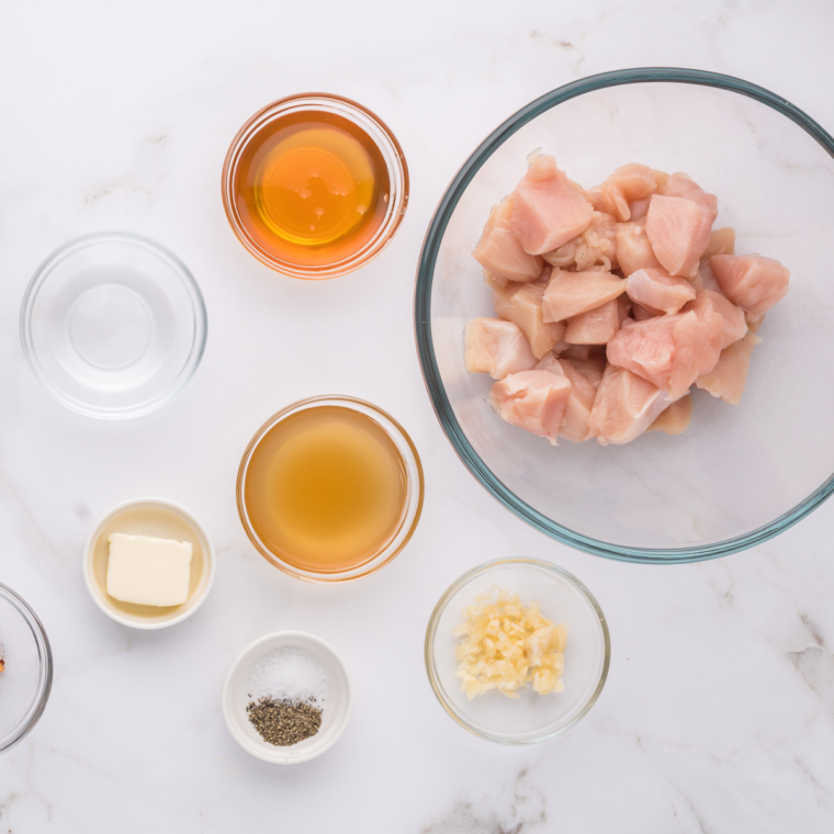 Ingredients needed for Copycat Wendy’s Saucy Nuggs Recipe on kitchen counter.