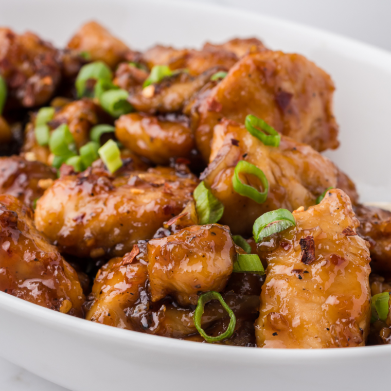 Close-up of homemade copycat Wendy’s Saucy Nuggs on a plate.