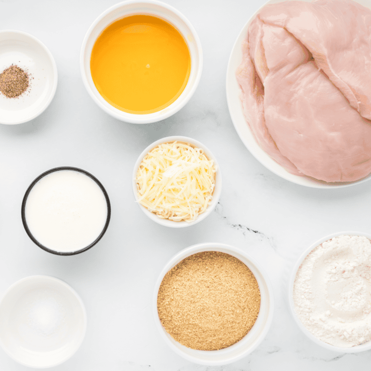 Overhead view of ingredients needed for Crispy Chicken Fritta