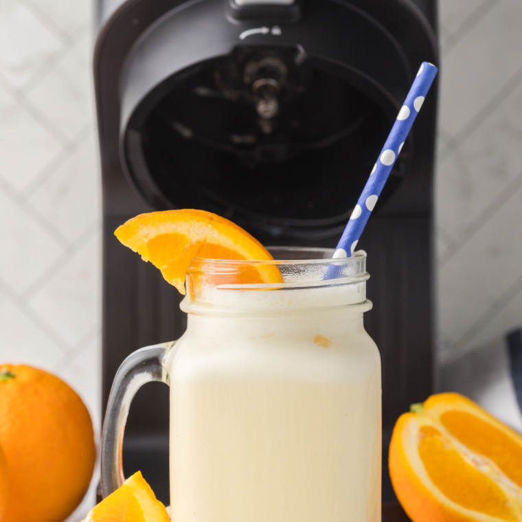 Close-up of the creamy texture of the Ninja Creami Orange Julius.