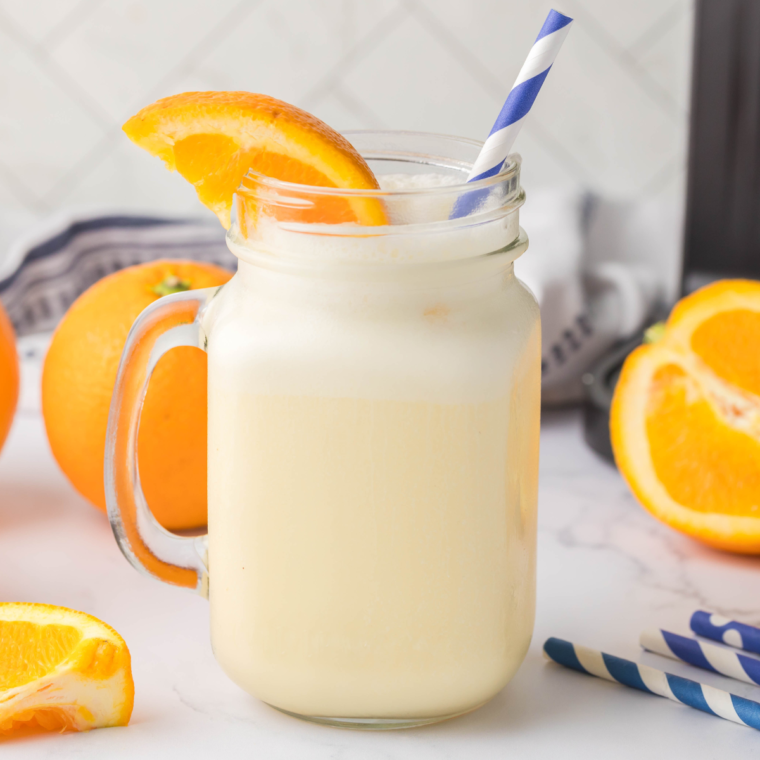 Close-up of the creamy texture of the Ninja Creami Orange Julius.