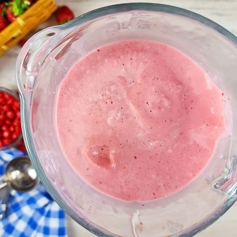 All frosty ingredients in a blender