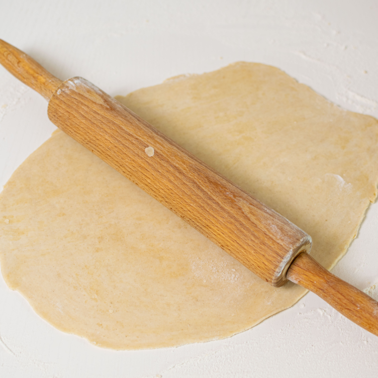 Rolling out pastry dough for Air Fryer Cheese and Onion Pasty.