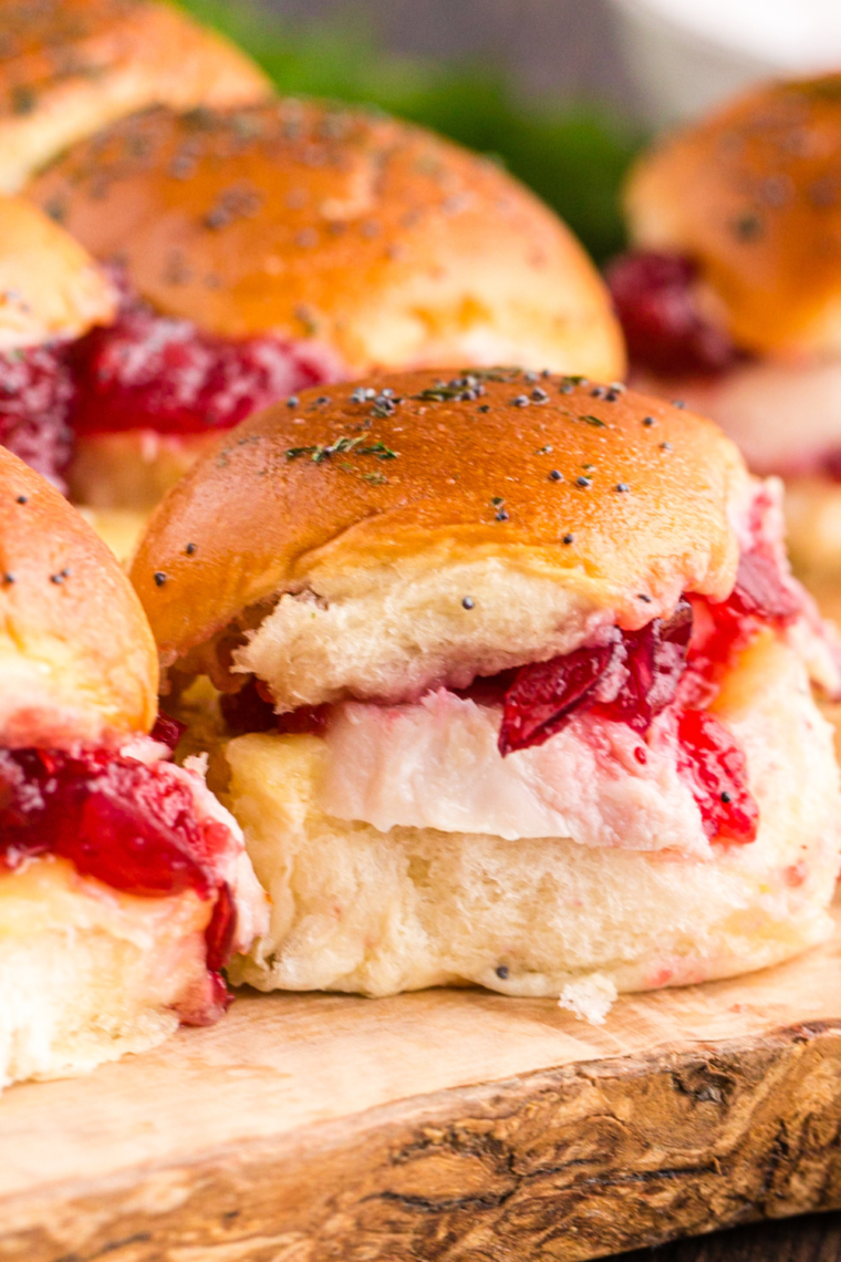 Air Fryer Leftover Thanksgiving Sliders with turkey, stuffing, and cranberry sauce, crisped to perfection in the air fryer.