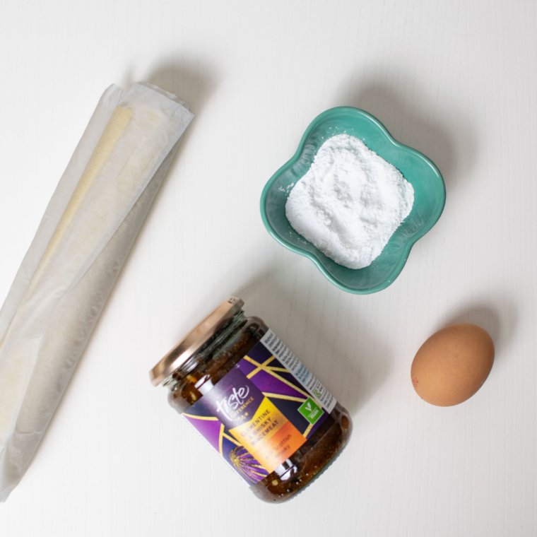The ingredients needed for air frying pies on the kitchen table.