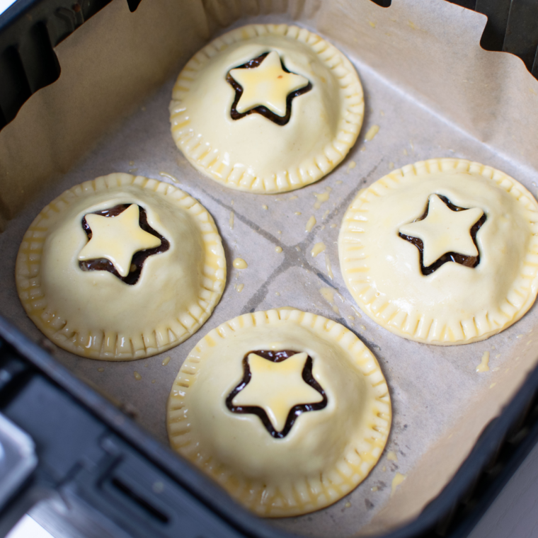 Wash the pie with eggs to get golden color in the air fryer.