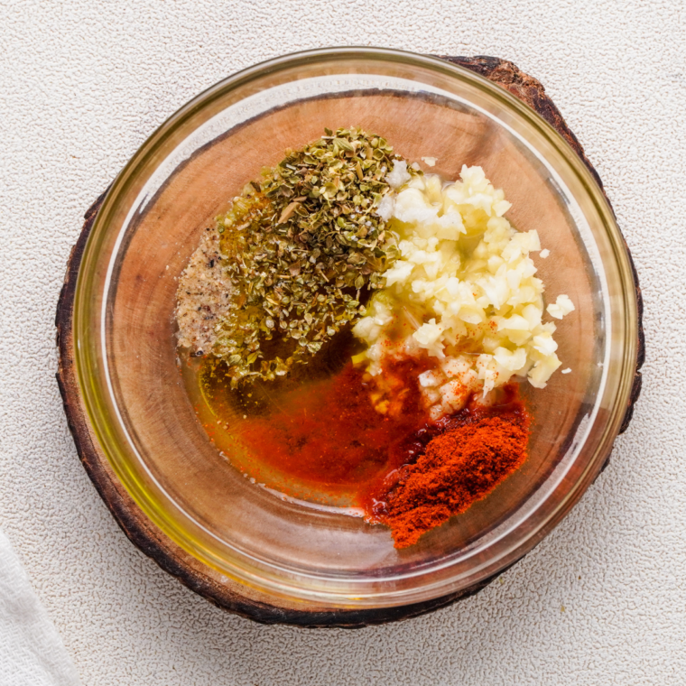 In a small bowl, whisk together the seasoning mix for the shrimp foil packets.