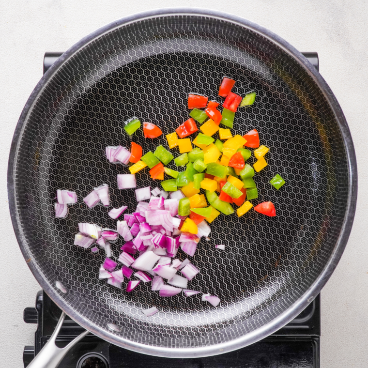 Sauting the vegetables in the skillet, cook until softened.