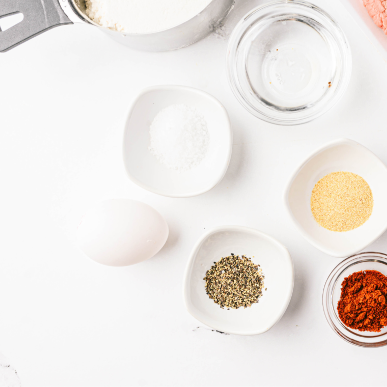 Ingredients needed for Texas Roadhouse Country Fried Chicken Recipe on kitchen table.