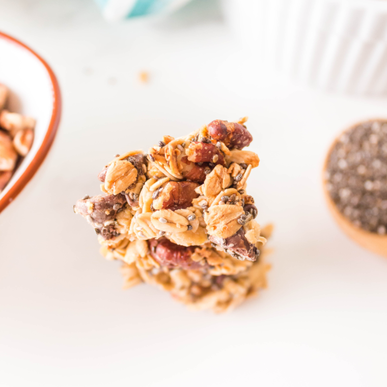 Delicious bowl of Copycat Panera Granola topped with fresh yogurt and berries.