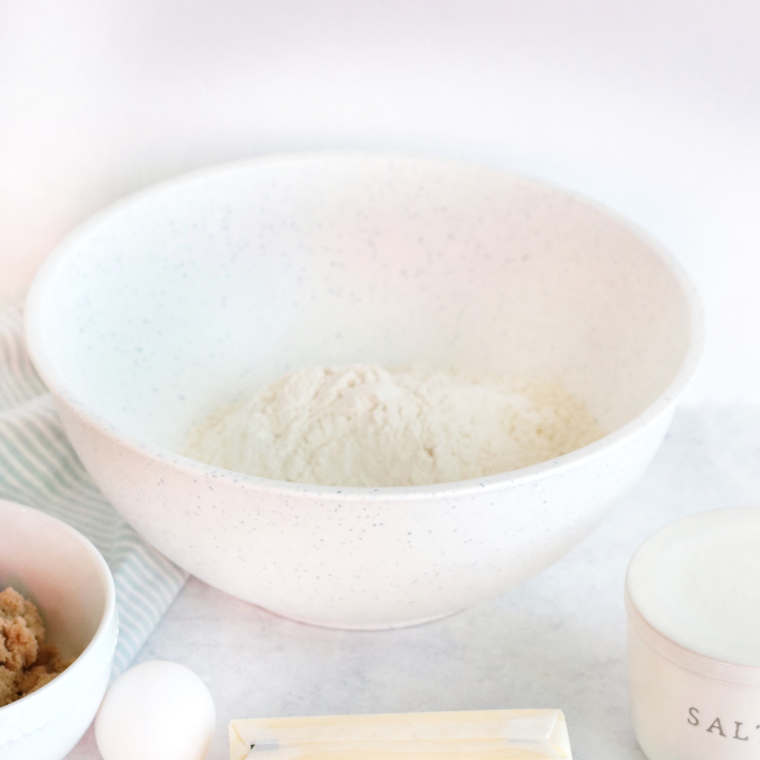 Mix dry ingredients into a large mixing bowl.