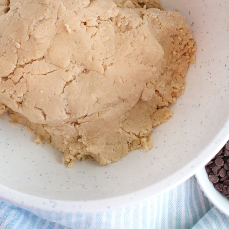 Mix the dough until all of the ingredients are well blended.