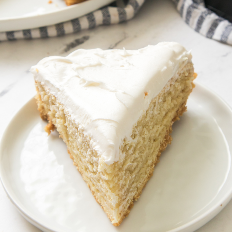 Maggiano’s Butter Cake freshly baked, topped with powdered sugar, and ready to be served.