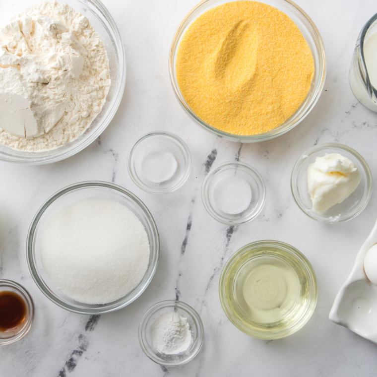 Ingredients needed for White Lily Cornbread Recipe on kitchen table.