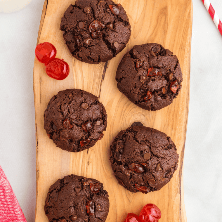 Air Fryer Chocolate Cherry Cookies: soft, chewy cookies with chocolate chips and dried cherries, baked to perfection in an air fryer.
