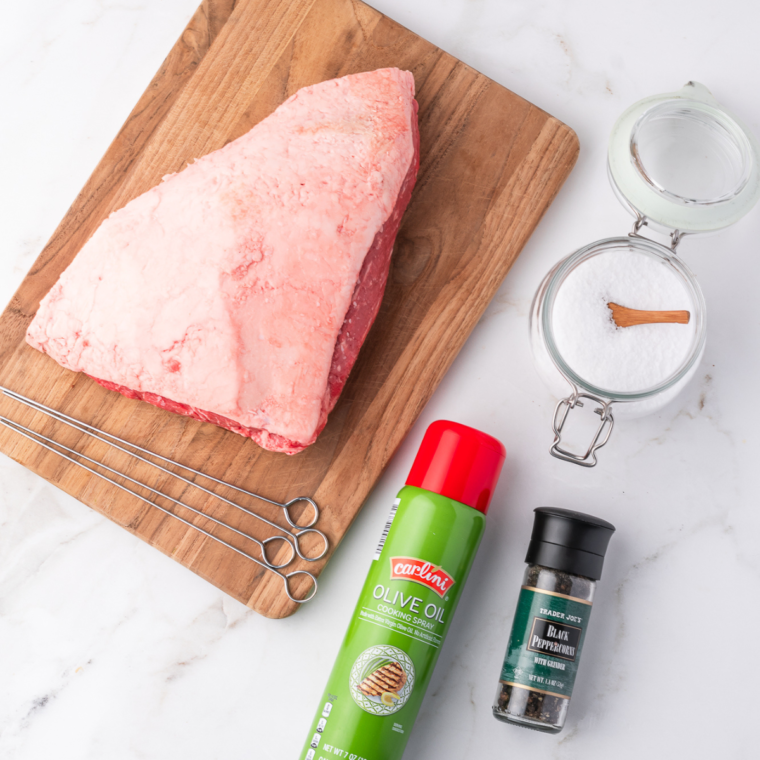 Fogo de Chao Picanha Ingredients on kitchen table.