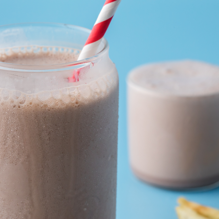 A delicious Ninja Slushi Copycat Frosty made with chocolate milk, sweetened condensed milk, and Cool Whip.