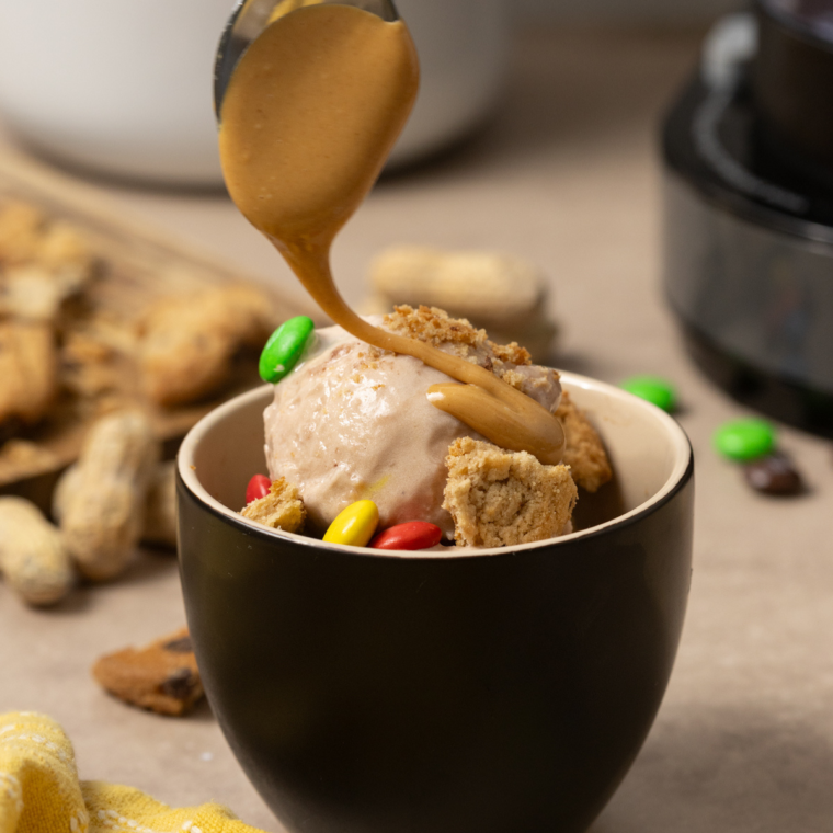 Protein Monster Cookie Ninja Creami Ice Cream with cookie chunks and vibrant colors