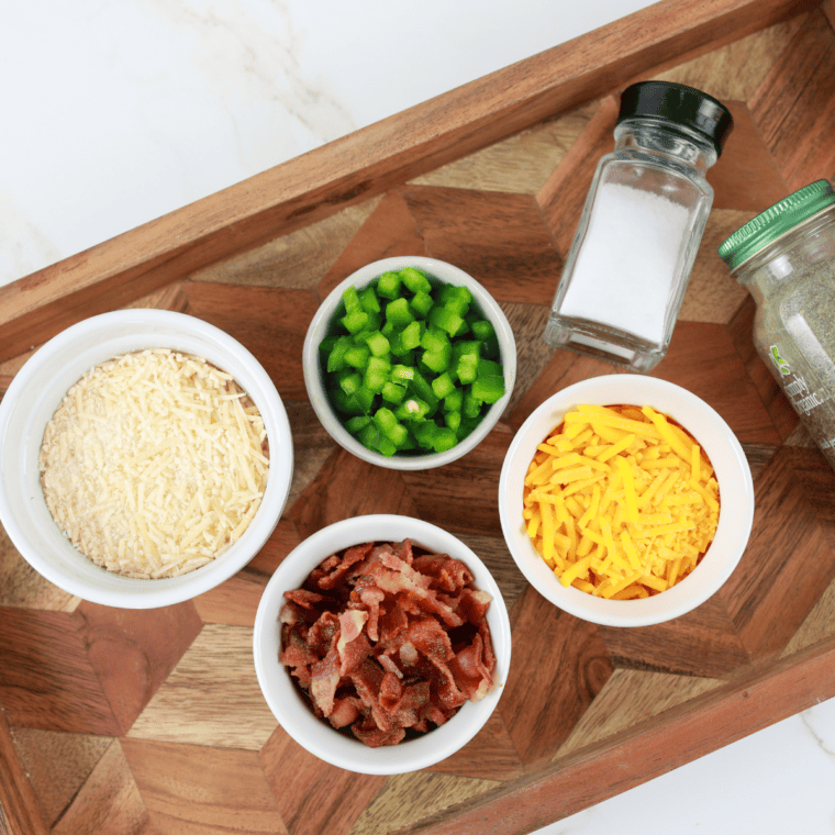 Ingredients needed for Air Fryer Jalapeno Popper Crisps on kitchen table.