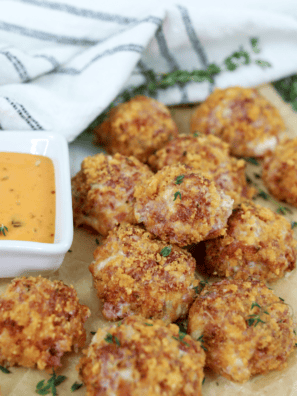 Golden, crispy Air Fryer Reuben Fritters with corned beef, Swiss cheese, and sauerkraut, ready to serve.