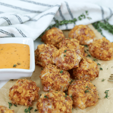 Golden, crispy Air Fryer Reuben Fritters with corned beef, Swiss cheese, and sauerkraut, ready to serve.