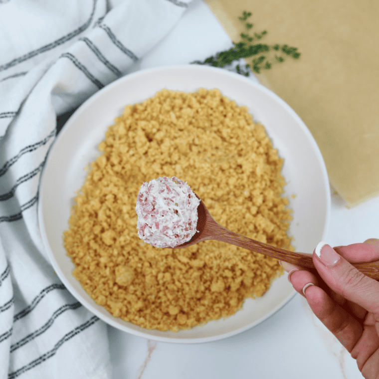 Roll frozen fritters into panko breadcrumbs after removing from freezer.