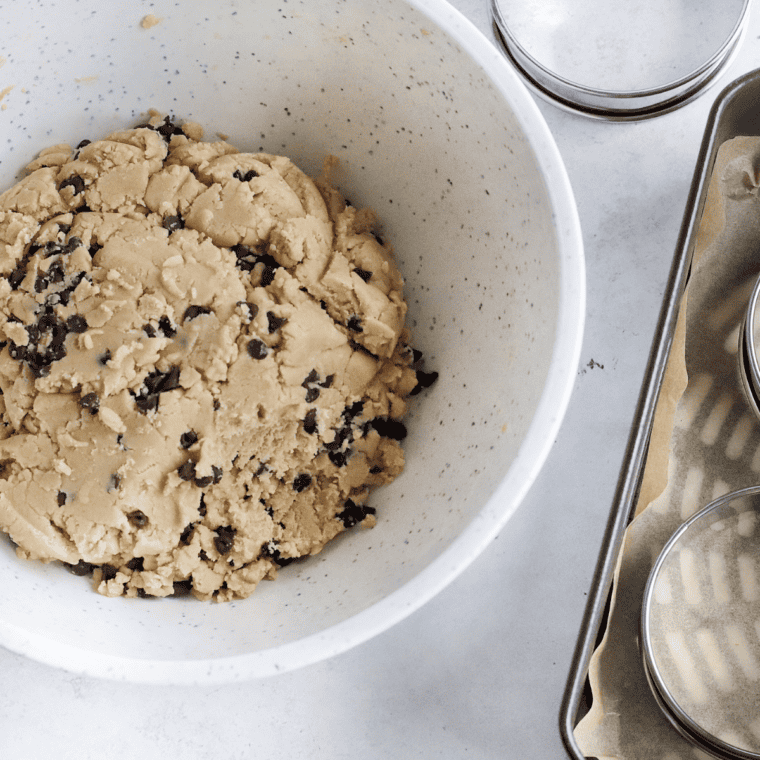 Fold chocolate chips or chopped chocolate into cookie dough.