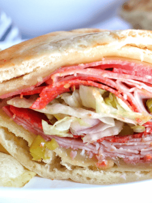 Homemade Copycat Kmart Submarine Sandwich loaded with fresh meats, cheese, and tangy dressing.