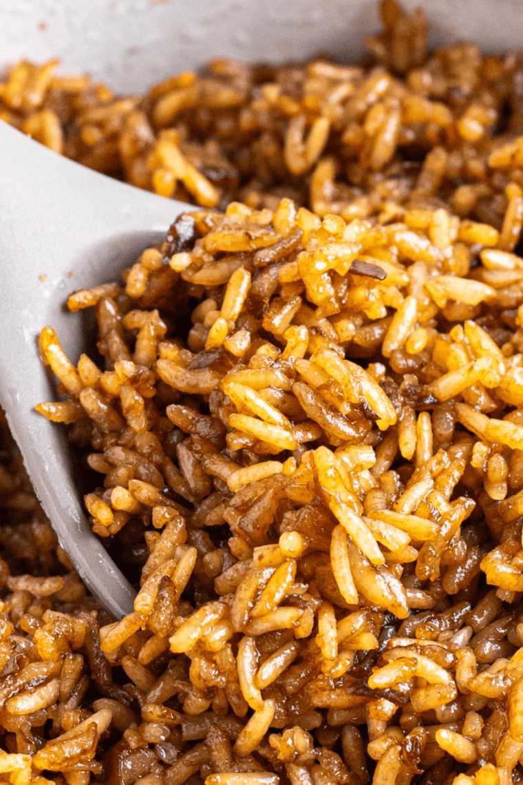 Dish of Copycat Popeyes Cajun Rice, full of bold Cajun spices, savory vegetables, and perfectly cooked rice.