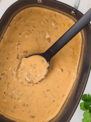 Creamy Ninja Possible Cooker Queso Dip served with tortilla chips