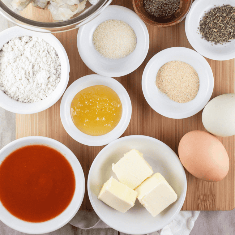 Ingredients needed for Copycat Chick-fil-A Zesty Buffalo Sauce on kitchen table.