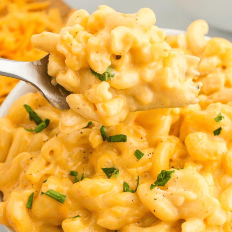 Copycat KFC Mac and Cheese in a bowl, creamy and cheesy.