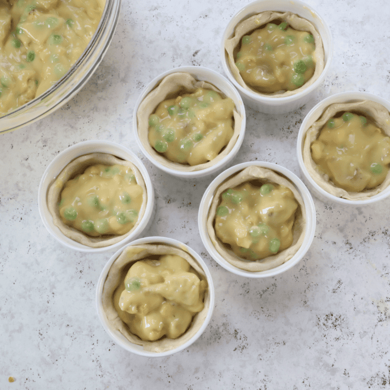 Place puff pastry over chicken mixture and seal edges.