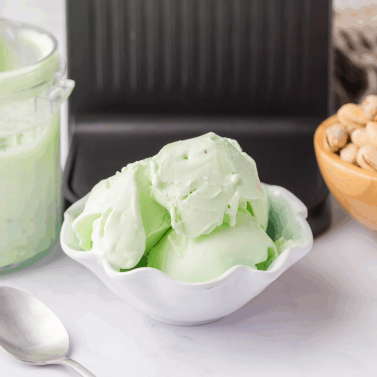 Ninja Creami Pistachio Gelato, a smooth, creamy dessert made with roasted pistachios for a rich, nutty flavor.