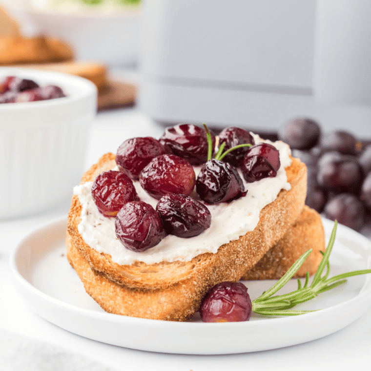 Air Fryer Cottage Cheese Toast with crispy bread and creamy cottage cheese topping.