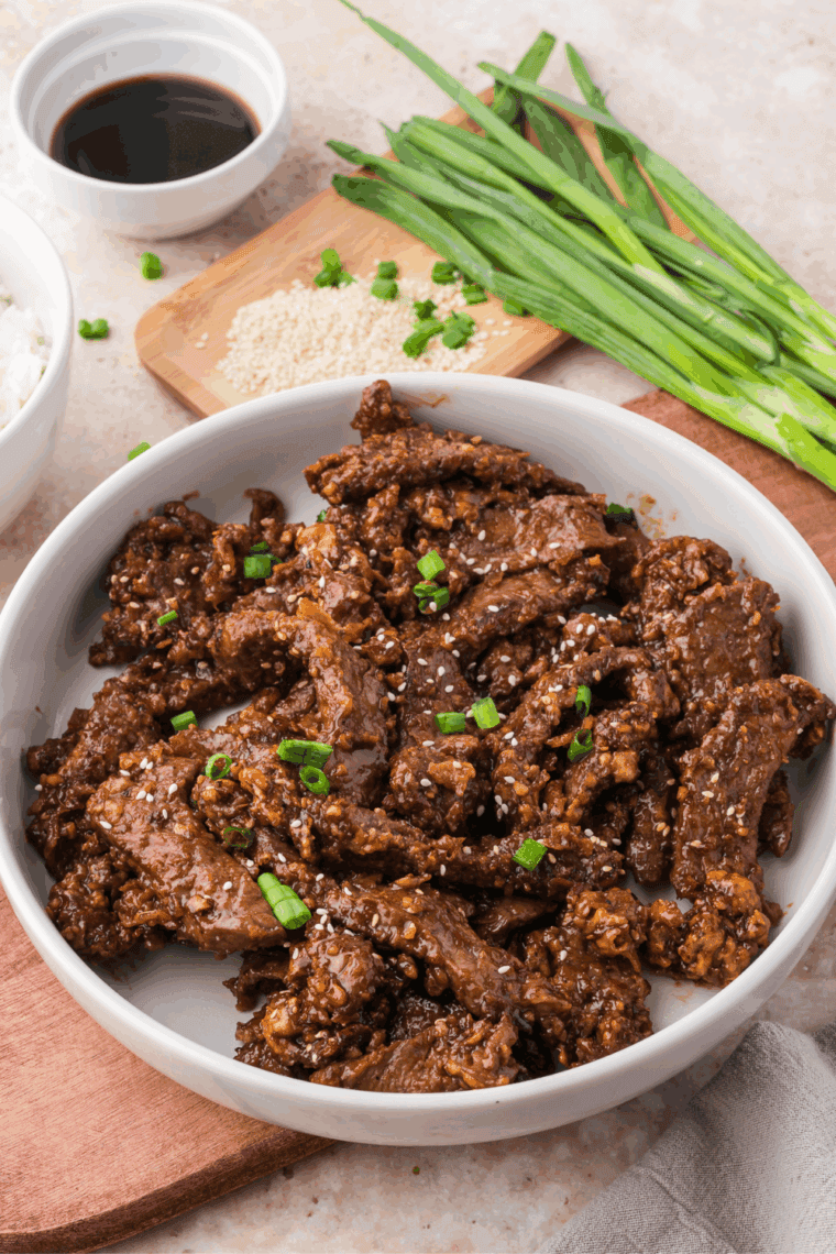 Air Fryer Crispy Beijing Beef with tender beef and crispy coating.