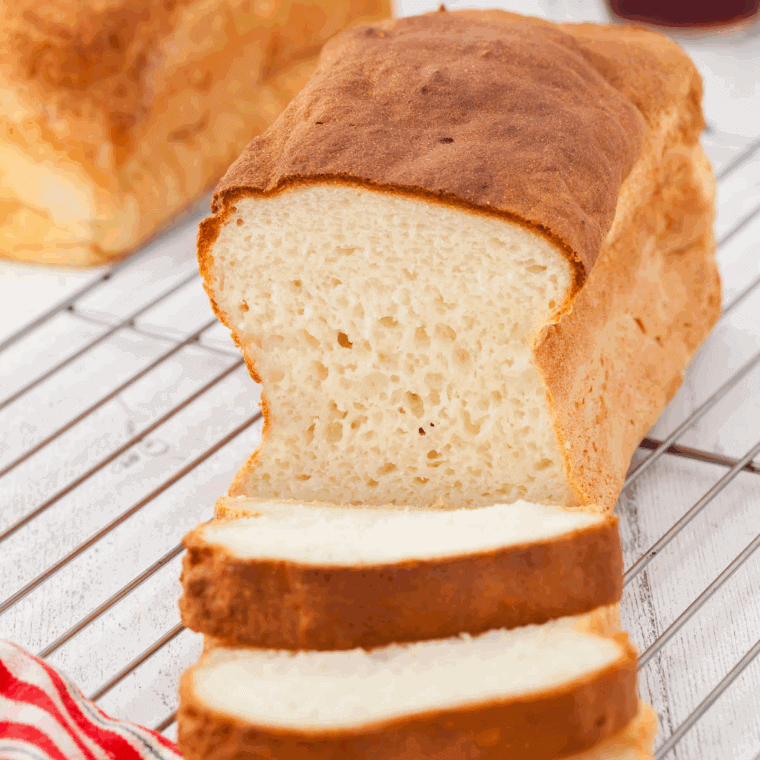 Air Fryer Gluten-Free Bread, a quick and easy homemade bread recipe made with gluten-free flour for a soft, fluffy texture and golden crust.