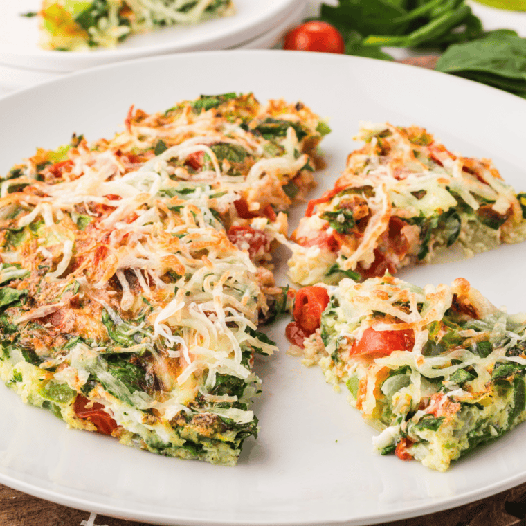 Air Fryer Italian Frittata with eggs, vegetables, and Italian seasonings, cooked to crispy perfection in the air fryer.