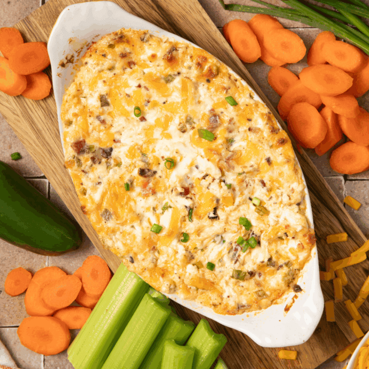 Air Fryer Mississippi Sin Dip with creamy, cheesy texture and golden, crispy top.