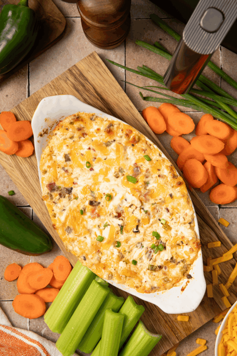 Air Fryer Mississippi Sin Dip with creamy cheese and a crispy, golden top.