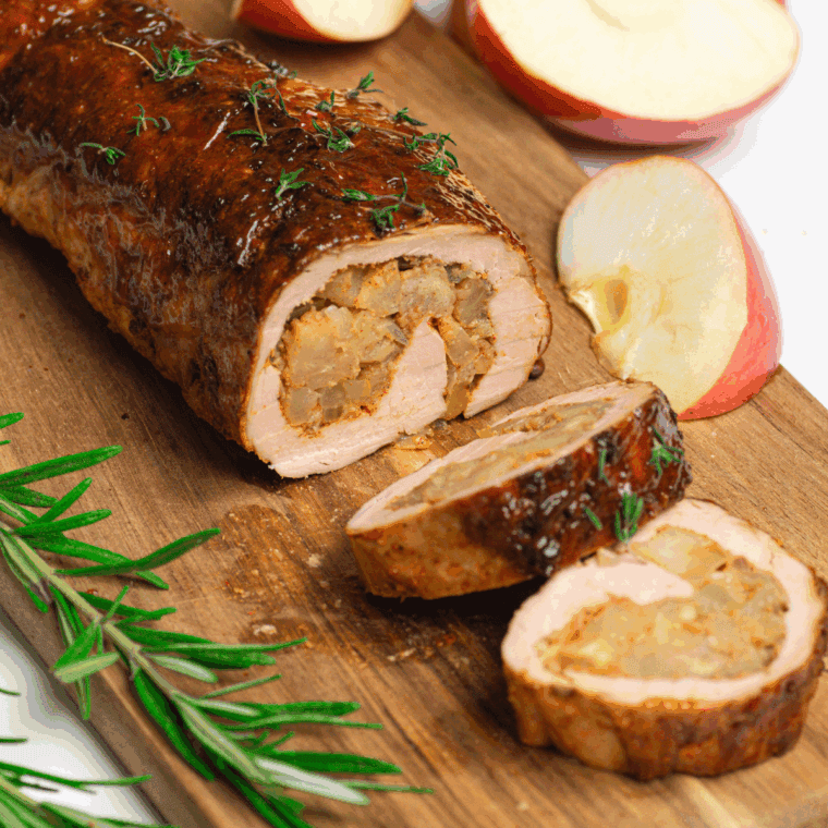 Air Fryer Pork Tenderloin with Apple Stuffing – Tender pork stuffed with savory apple stuffing, cooked to perfection.