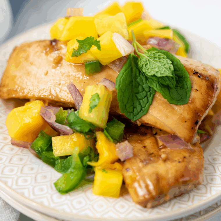 Blackstone Mahi Mahi with perfectly grilled, juicy, tender fish on the griddle.