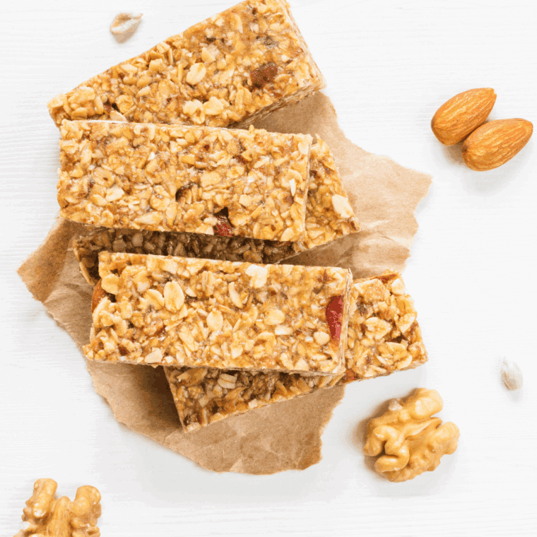 Homemade Copycat Nature Valley Granola Bars made with oats, honey, and brown sugar.